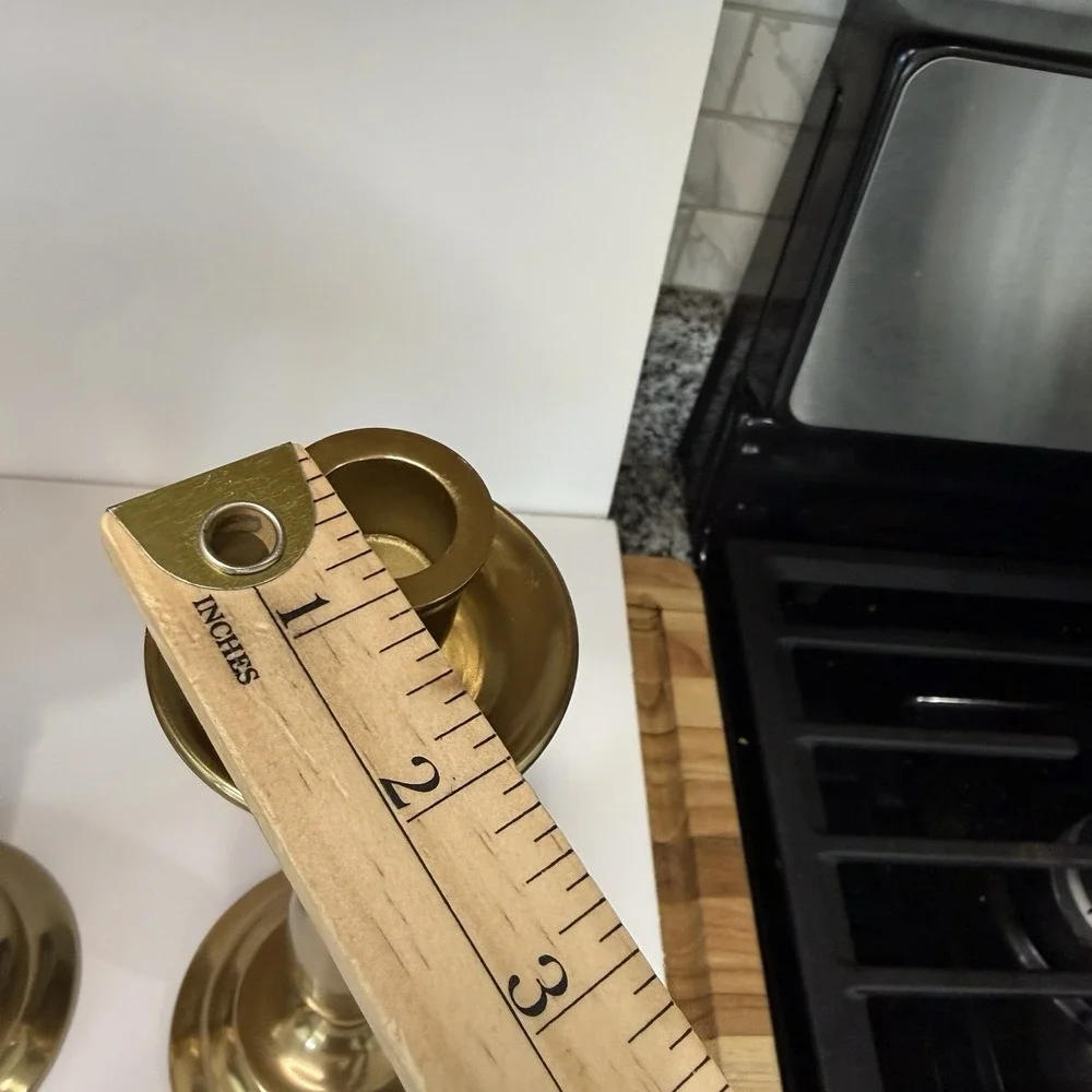 Pottery Barn Arlington Heavy Brass Candlesticks / Pillar Candle Holders Set of 3